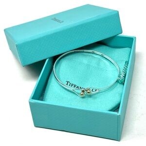 Authentic Tiffany & co. 18K YG Heart Hoock Bangle Bracelet.